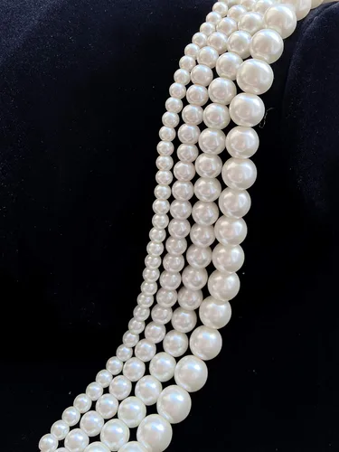 Vista 5 de Gionforsy Collar de perlas blancas para mujer, collar de perlas para boda