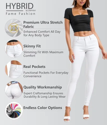 Vista 4 de Hybrid & Company - Pantalones ultraelásticos para mujer, cómodos y ajustados, para el trabajo y ocasiones informales