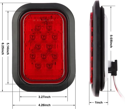 Vista 5 de Partswcgg Juego de 6 luces LED rectangulares de 5 x 3 pulgadas para freno/giro/cola/freno y respaldo de marcha atrás para camión, remolque, luces
