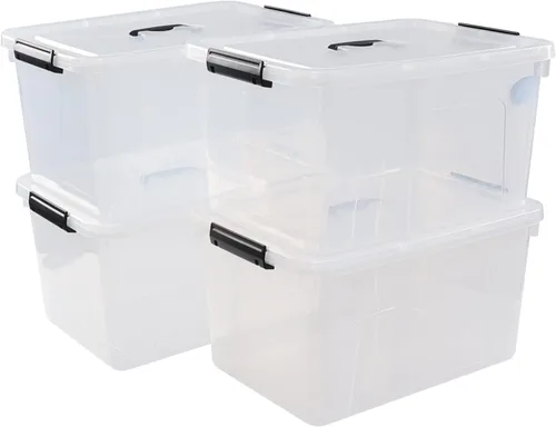 Vista 8 de Cajas transparentes de almacenamiento de plástico de 8 cuartos de galón, recipientes transparentes con tapas y asas, 6 paquetes
