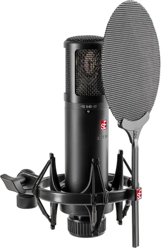 Vista 10 de SE ELECTRONICS sE2200 Micrófono de condensador cardioide de diafragma grande con soporte de choque y filtro - Micrófono condensador XLR para voces