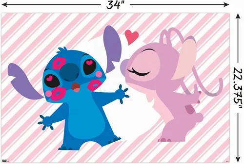 Vista 3 de Disney Lilo and Stitch - Póster de pared de ángel y puntada, 34 pulgadas de largo x 22.4 pulgadas de ancho, versión sin marco