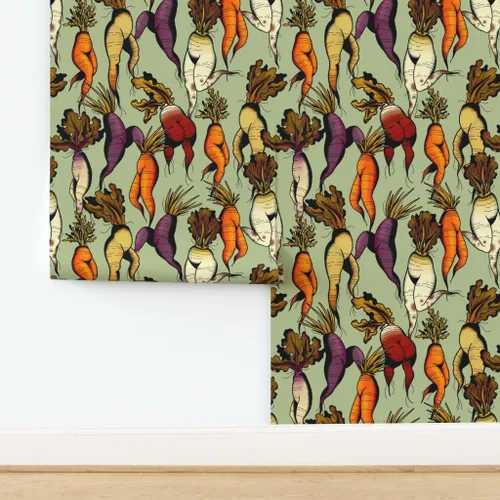 Vista 4 de Spoonflower Carrot Butts - Papel tapiz para despegar y pegar