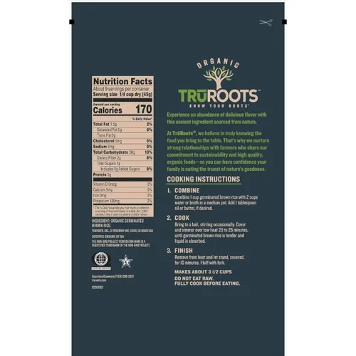 Vista 2 de Truroots Arroz integral germinado orgánico, 14 onzas (paquete de 3)