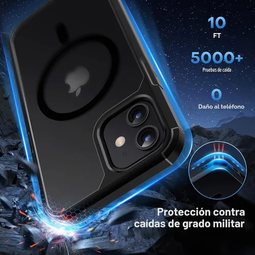 Vista 4 de TAURI - Funda magnética y delgada para iPhone 12/iPhone 12 Pro, compatible con MagSafe, no se pone amarilla, con 2 protectores de pantalla