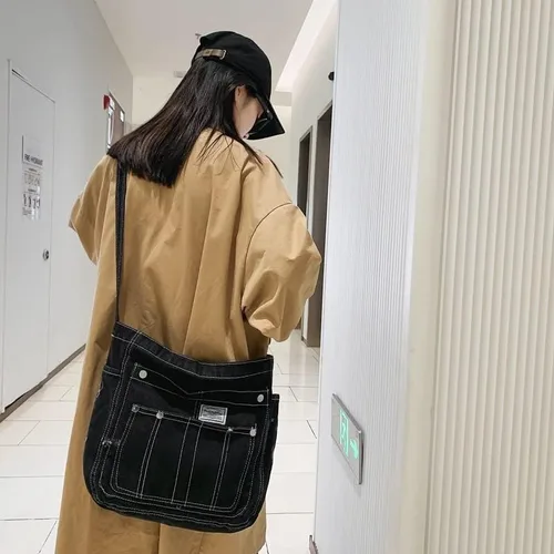 Vista 3 de Demin Purse - Bolso de hombro para mujer, estilo grunge, bolso cruzado estilo hobo estético, bolso cruzado Emo bolso tipo mensajero, ropa