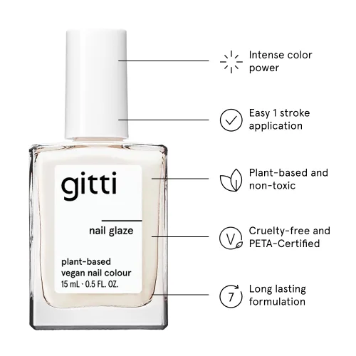 Vista 2 de gitti Esmalte de uñas a base de plantas No tóxico, libre de 30, basado en ingredientes de origen natural, libre de crueldad, vegano