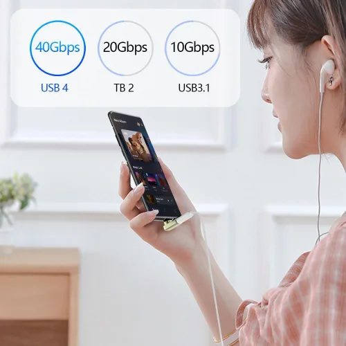 Vista 5 de Adaptador magnético USB C de 90 grados 40Gbps adaptador magnético USB C con USB4 8K 60Hz 140w carga rápida para MacBook Pro y la mayoría