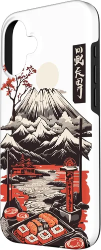Vista 2 de Aesthetic Sushi Design Vintage Colour Woodcut Ukiyo-E Style Case for iPhone 16