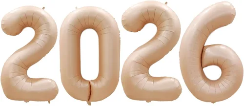 Vista 53 de GOER Globos de papel de aluminio 2026 para fiesta de Año Nuevo, suministros de fiesta, decoraciones de graduación (negro, 16 pulgadas)