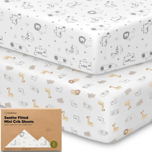Vista 29 de 2 paquetes de sábanas ajustadas para mini cuna - 38x26 sábanas Pack N Play para colchón Pack and Play, algodón orgánico, ropa de cama transpirable