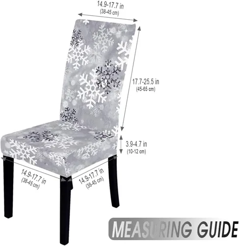 Vista 3 de Andreannie Juego de 2 fundas navideñas para sillas de comedor, con copos de nieve, extraíbles y elásticas, protectores decorativos para Navidad, Gris