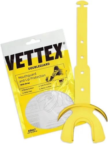Vista 25 de Vettex Doubleguard Protector bucal con Protección de Labios - Adulto, Aguamarina Football, Lacrosse, MMA, Boxing, Adjustable Helmet Strap, Braces