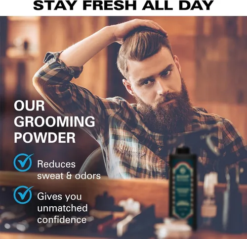 Vista 3 de Bump Patrol Barber Pro Grooming Powder - Polvo para cabello y cuerpo sin talco para hombres, protege contra el sudor, el olor y las rozaduras