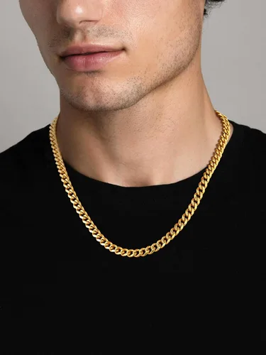 Vista 8 de Suplight Cadena de eslabones cubanos curvados de acero inoxidable 316L chapada en oro, plata, negro, para hombre y mujer, 46, 51, 56, 61, 66, 71