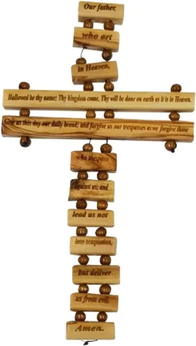 Vista 11 de Bethlehem Gifts TM Cruz de madera de olivo de Belén, tallada a mano, crucifijo (Crucifijo de Benedicto, 15 cm)