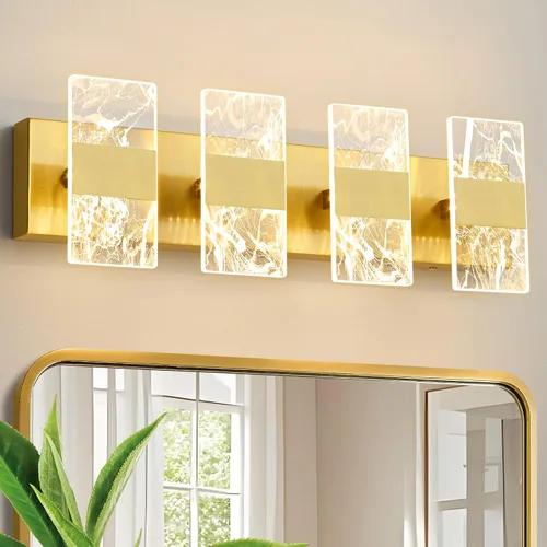 Vista 19 de Moderna lámpara LED de baño, regulable, 2 luces, color negro, 5CCT, ajustable, luces de tocador sobre el espejo, luces LED de acrílico ahumado