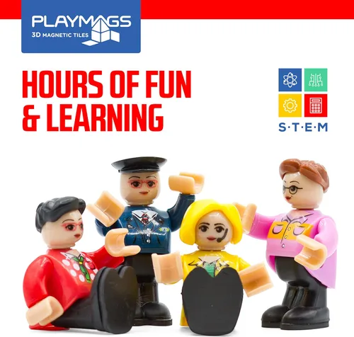 Vista 4 de Playmags Juego de figuras magnéticas comunitarias de 15 piezas – 2 pulgadas Play People perfecto para bloques de construcción de azulejos magnéticos