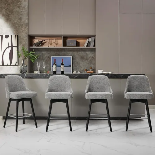 Vista 6 de Juego de 2 taburetes de bar giratorios tapizados de 30 pulgadas de altura con base de metal resistente y asiento cómodo, taburetes de bar de altura