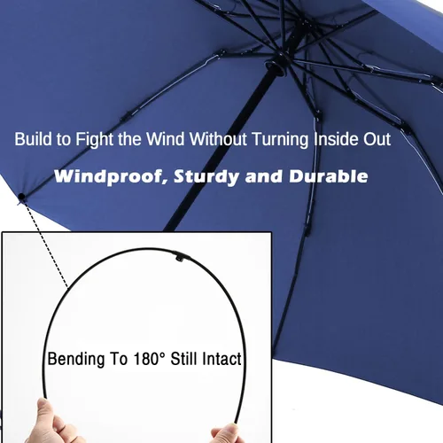 Vista 10 de LANBRELLA Paraguas plegable inverso compacto paraguas de viaje a prueba de viento automático