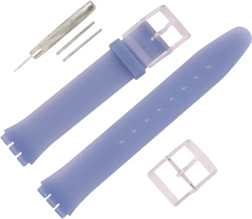 Vista 11 de Correa de reloj de goma ultrafina de 0.630 in para mujer, compatible con Swatch, correa de reloj de silicona de repuesto, impermeable, para mujer