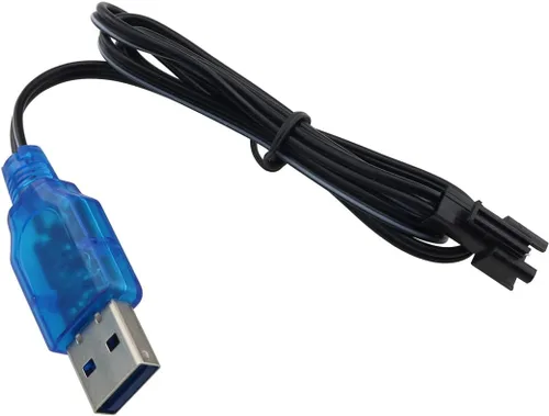 Vista 2 de ZCZQC 2 unids 3.7 V USB cargador cable con conector SM-2P enchufe eléctrico juguete cable de carga USB RC helicóptero Quadcopter juguetes