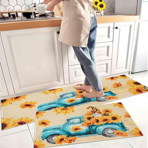 Vista 10 de Alfombras y tapetes negros de cocina antideslizantes, lavables, resistentes a las manchas y a la decoloración, adecuados para tapetes de cocina