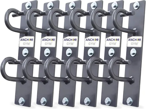 Vista 10 de Anchor Gym Core Station - Anclajes de entrenamiento de montaje en pared para banda de resistencia, tres unidades con dos ganchos para bandas