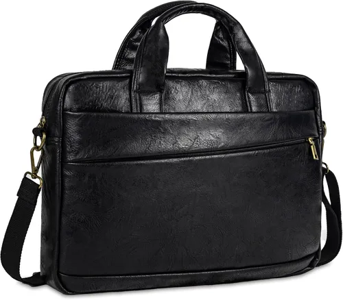 Vista 15 de Bolso de Mensajero de Cuero Sintético para Hombre Bolsa de Laptop de 17-17.3 Pulgadas para Hombre Bolsa de Cuero de Oficina Convertible Mochila 3