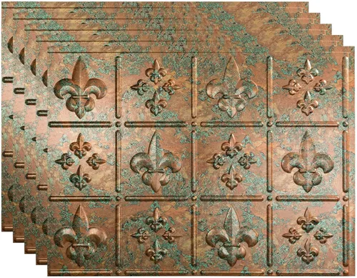 Vista 32 de FASÄDE Fleur-de-lis - Panel decorativo de vinilo decorativo para salpicaduras de 18 x 24 pulgadas en cobre piedra lunar (paquete de 5)
