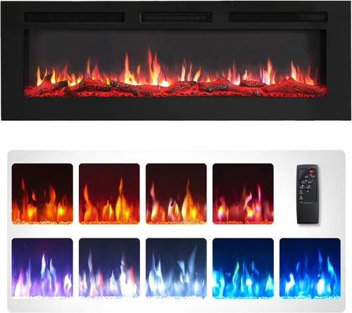 Vista 7 de Efiretric® Grace - Chimenea eléctrica 3 en 1 de 36 pulgadas de ancho (EF449), independiente, montada en la pared, empotrada, efecto de llama de 9