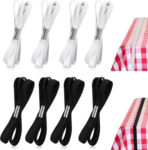 Vista 13 de Riakrum Correa elástica ajustable para mantel de mesa, cuerda elástica ajustable para sujetar la cubierta de mantel para picnic al aire libre