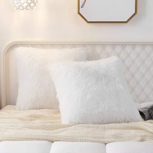 Vista 19 de Juego de 2 fundas de almohada estándar de piel sintética de terciopelo suave, fundas de almohada decorativas con cierre de cremallera