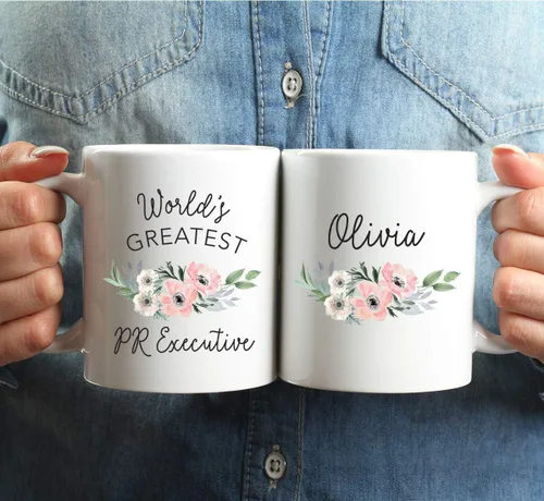 Vista 3 de Andaz Press Taza de café personalizada de 11 onzas, taza ejecutiva de relaciones públicas más grande del mundo, flor de anémona rosa, 1 paquete