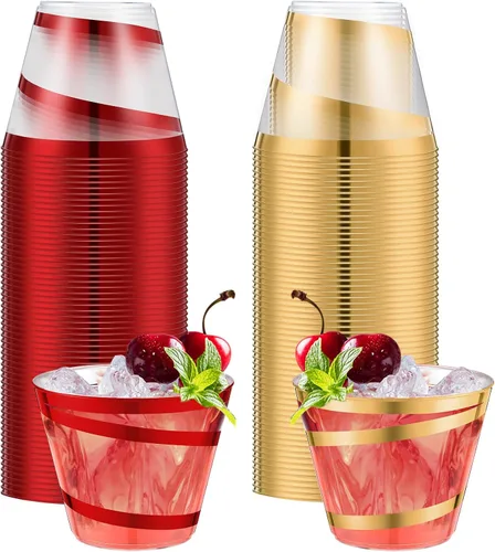 Vista 29 de Gejoy Vasos de plástico con borde de 9 onzas, vasos desechables para beber vino, vasos de graduación transparentes y elegantes para suministros