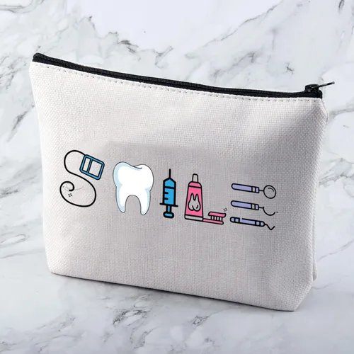 Vista 4 de MNIGIU Regalo para asistente dental, regalo divertido para dentistas, sonrisa dental, bolsa cosmética, regalo para estudiantes dentales, regalo