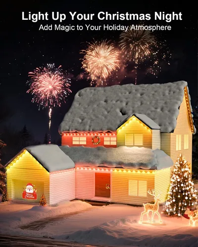 Vista 4 de Luces permanentes para exteriores para casa, luces LED inteligentes RGB de 50 pies con aplicación y control remoto, IP67 impermeable