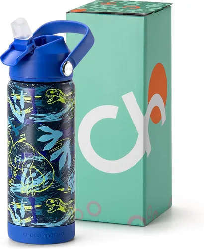 Vista 21 de Botella de Agua Choco Mocha para Niños para la Escuela, Botella de Agua Aislada para Niños de Acero Inoxidable para Niños, 14 Oz Camión Monstruo