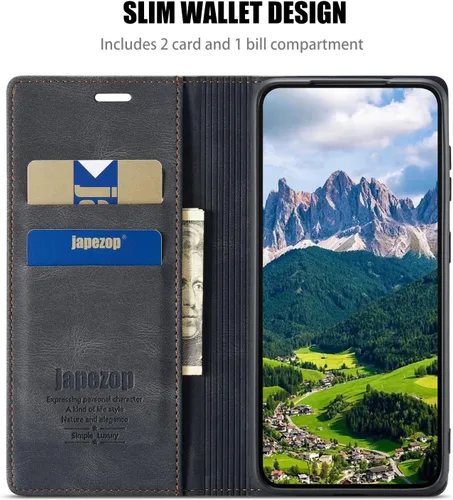 Vista 4 de japezop Compatible con Samsung Galaxy S23 5G - Funda tipo cartera con bloqueo RFID, tarjetero y función atril magnético, funda de piel con tapa