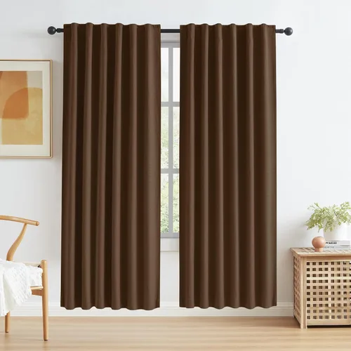 Vista 44 de KEQIAOSUOCAI - Cortinas opacas naturales de 108 pulgadas de largo, cortinas modernas con pestaña trasera, paneles plisados para sistema de cortina