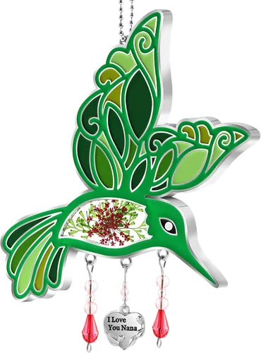 Vista 22 de KY&BOSAM Regalos para la abuela Colibrí de cristal para colgar en la Verde-te amo abuela