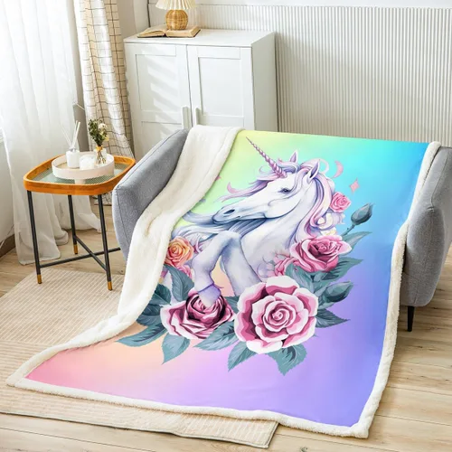 Vista 25 de Feelyou Butterfly Throw Blanket Butterflies Print Soft Fleece Sherpa Cozy Fuzzy Plush Warm Glitter Colorful Fuzzy Plush Throw Animal 40"x50" for Bed