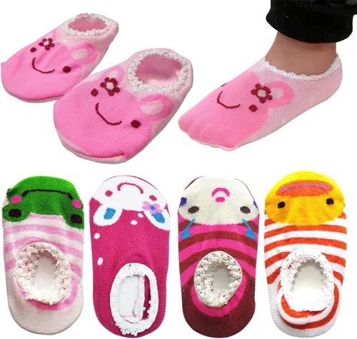 Vista 5 de CXP Good Goods Baby Girls' Anti Slip Skid Socks Baby Walker Toddler Cute Stripes Boat Socks for 6-18 Months (5 Pairs)