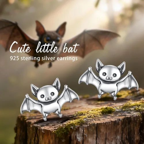 Vista 7 de INFUSEU Pendientes de tuerca de plata de ley con diseños de gato, rana, hongo y conejo, pequeños regalos para mujeres y adolescentes amantes