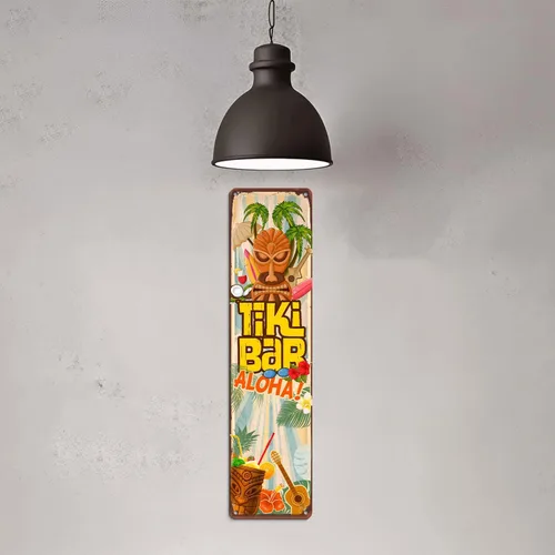 Vista 5 de Letrero de barra de Tiki – Decoración de metal hawaiano Luau – Suministros tropicales para fiestas de playa y piscina para verano, decoraciones