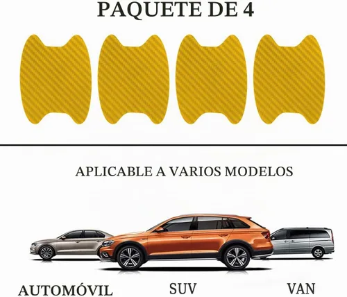 Vista 5 de 4 calcomanías protectoras para manija de puerta de automóvil, película protectora universal de fibra de carbono antiarañazos para la mayoría