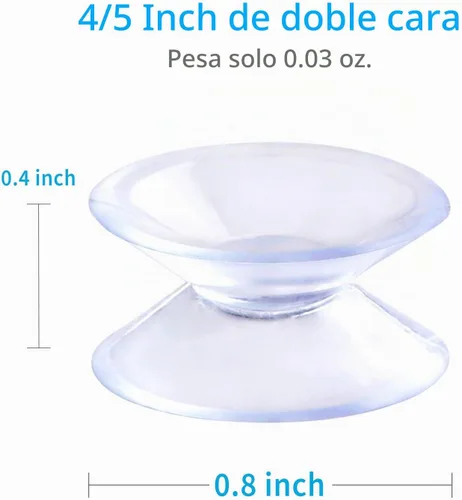 Vista 2 de Pawfly Paquete de 20 ventosas de doble cara de 0.8 pulgadas de PVC transparente de plástico para espejo de mesa de vidrio