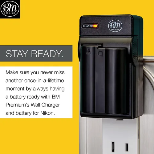 Vista 5 de BM Premium Paquete de 2 baterías EN-EL15C de alta capacidad y cargador para Nikon Zf, ZR, Z5, Z5 II, Z6, Z6 II, Z6 III, Z7, Z7II, Z8, D500 D600 D750
