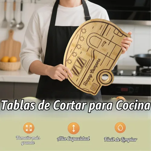 Vista 3 de Tabla de cortar grande para autocaravana, tabla de cortar de madera para cocina, bandeja de servir y tabla de cortar, regalos únicos de RV