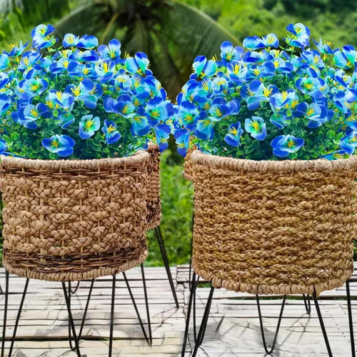 Vista 6 de 8 paquetes de flores artificiales para exteriores, resistentes a los rayos UV, flores de plástico sintético para exteriores, patio, jardín, porche
